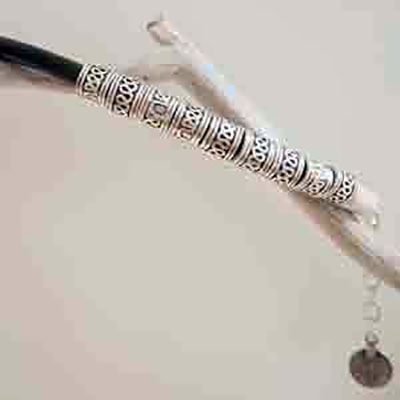 Black band silver bracelet