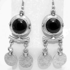 Black rock coin earrings