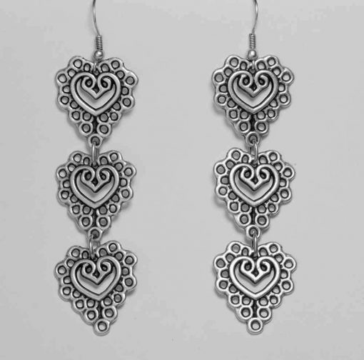 Triple heart wholesale earrings
