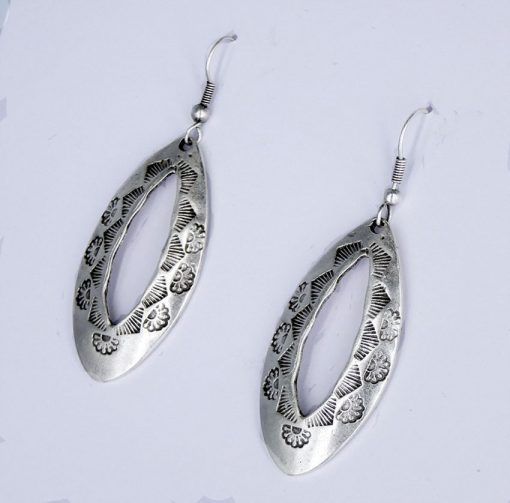 Engraved silver earrings