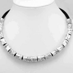 Balck silver banded necklace
