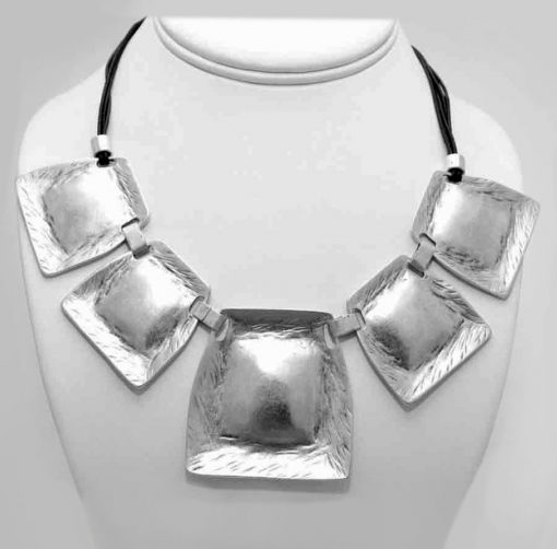 Silver square necklace
