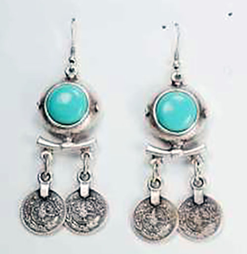 Turquoise coin earrings