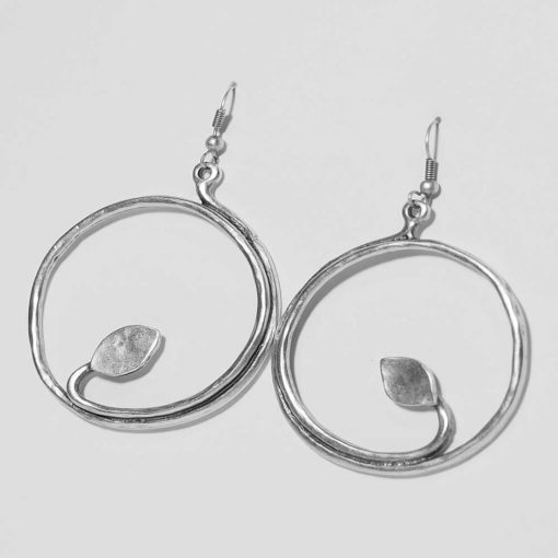 wholesale hoop leaf earrings