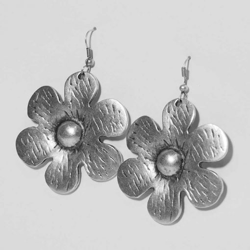 Silver flower earring