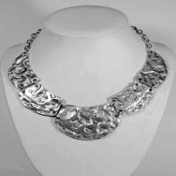 Battered silver necklace