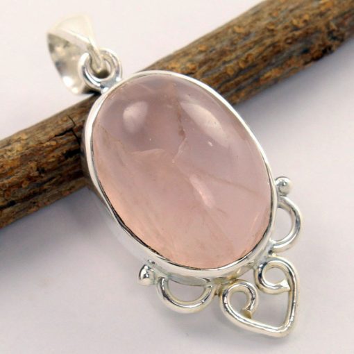 Sterling silver rose quartz pendant