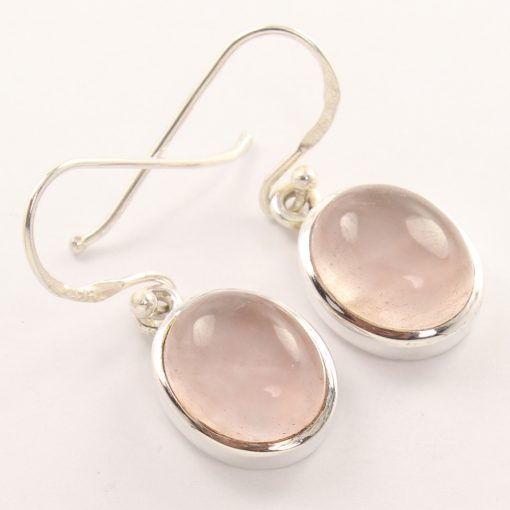 rose quartz sterling silver earrings