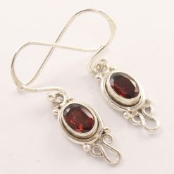 Small garnet silver earrings