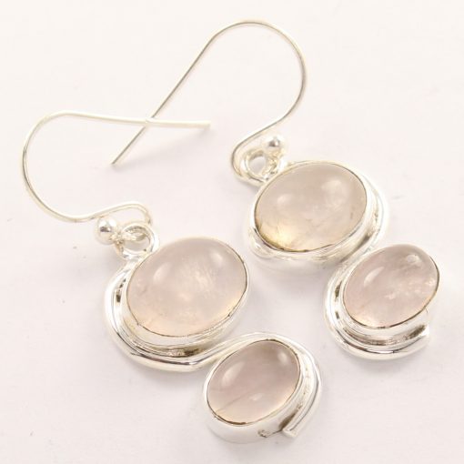 rose quartz silver earrings