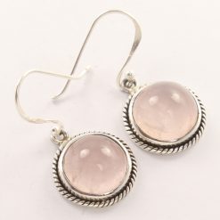 Button rose quartz earrings