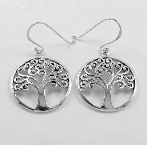 Silver tree earrings