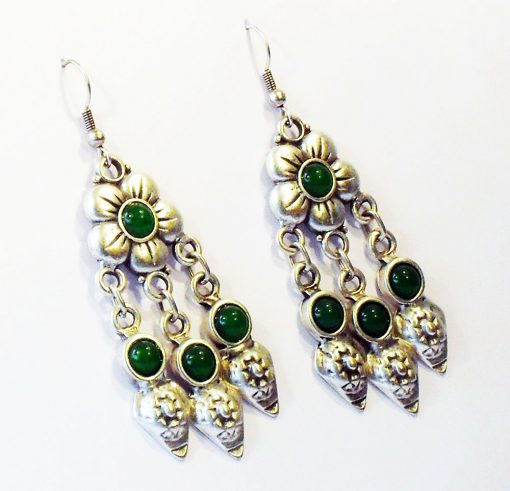 Hanging green stone earrings