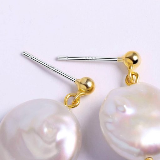 Gold Natural Baroque Pearl Earrings
