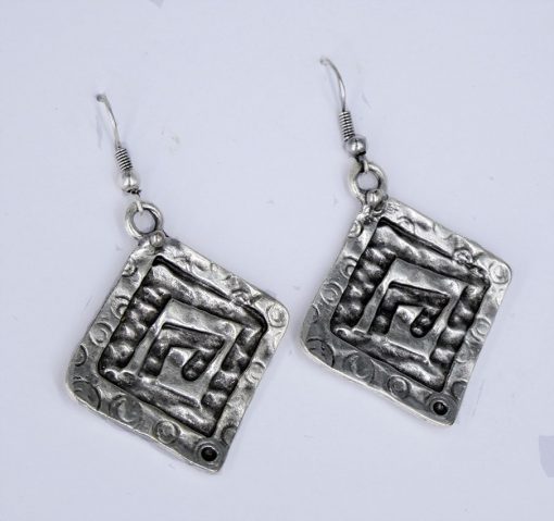 wholesale silver square symbol earrings