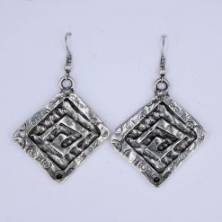 Silver square symbol earrings