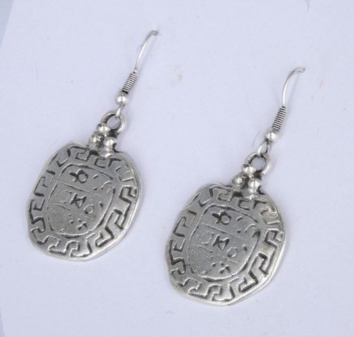 silver print earrings