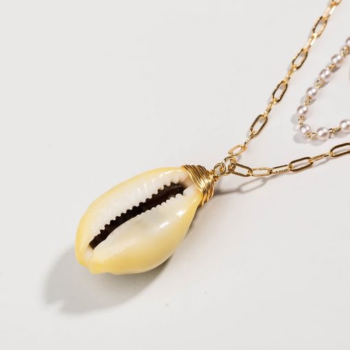 14k gold plated cowrie shell necklace