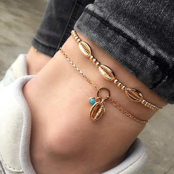 gold cowrie shell anklet