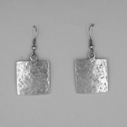 small silver square earrings