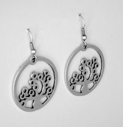 silver tree earrings