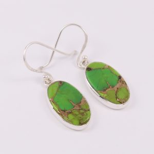 Green and purple copper earrings
