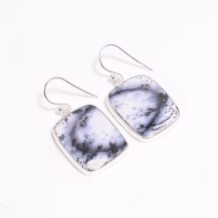 Natural densdrite opal silver earrings.