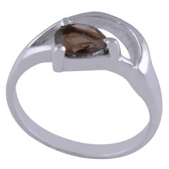 Smoky topaz pear shaped ring