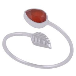 Carnelian textured leaf ring