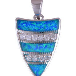 Opal and white zirconia 925 silver pendant