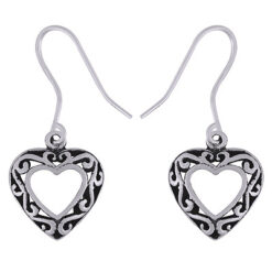 Heart shaped silver earrings