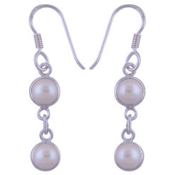 Pearl two stone silver earrings.