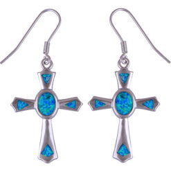 opal silver cross earrings.