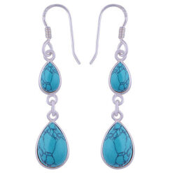 Turquoise two stone dangle earrings.