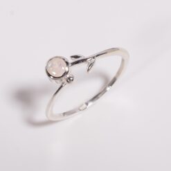 Rainbow moonstone minimalist gemstone ring.